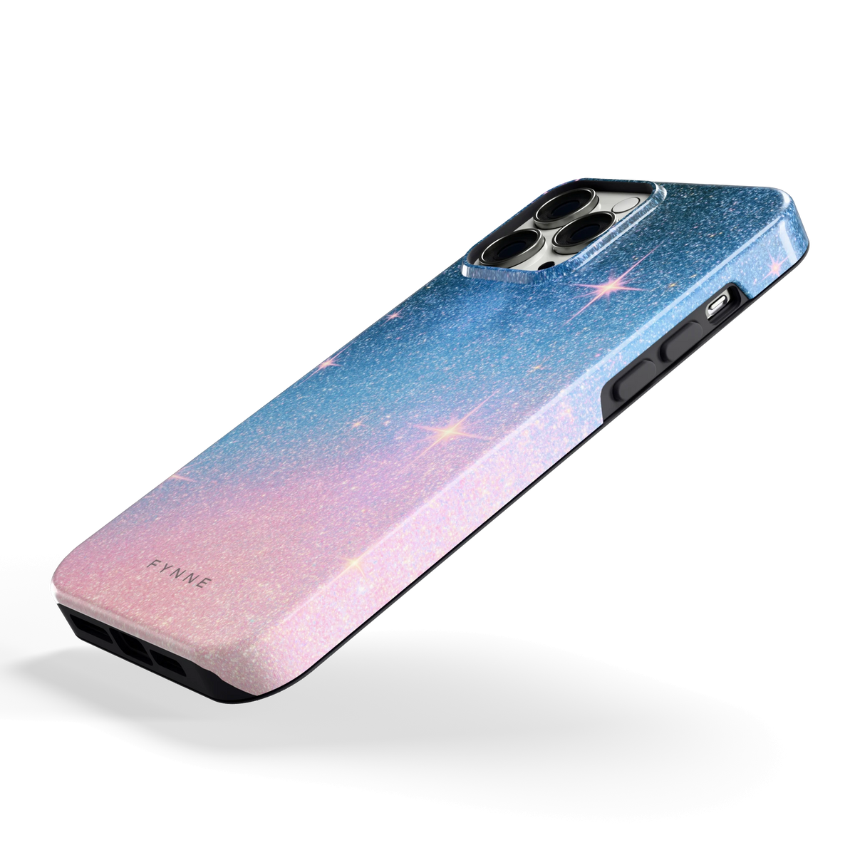 Glitter Sterrenhemel hoesje voor iPhone 13 Pro Max, schuin
