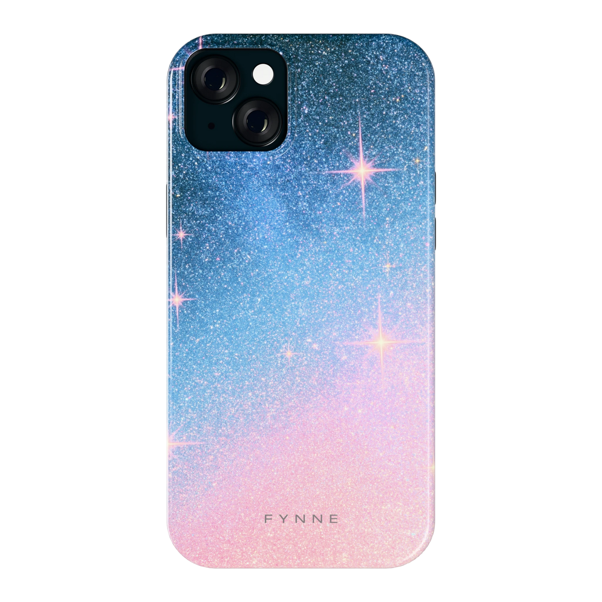 Glitter Sterrenhemel hoesje voor iPhone 15 Plus, achterkant
