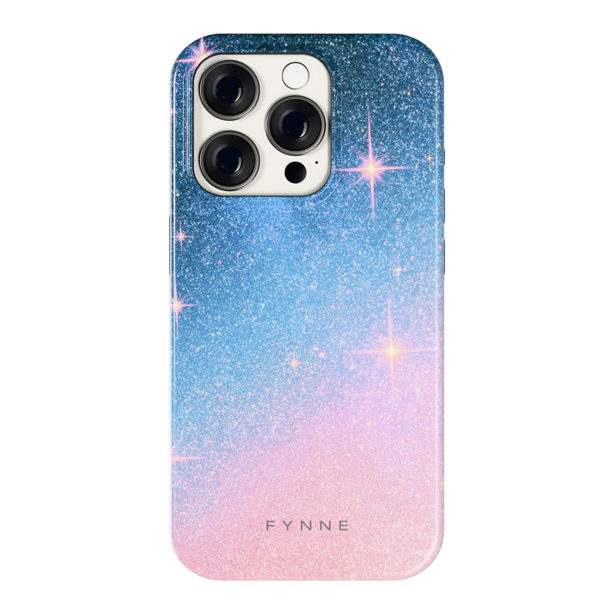 Glitter Sterrenhemel hoesje voor iPhone 15 Pro, achterkant
