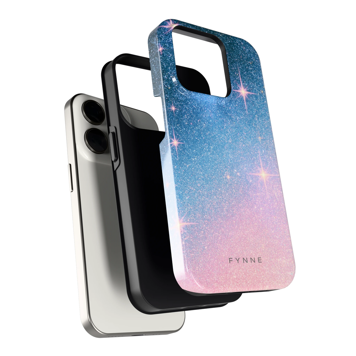 Glitter Sterrenhemel hoesje voor iPhone 15 Pro, los van de telefoon