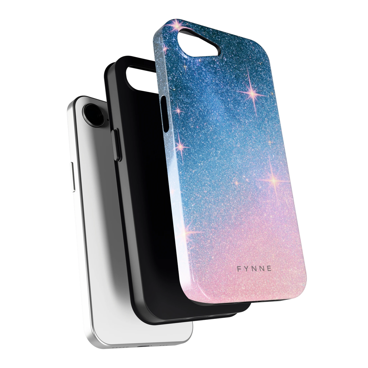 Glitter Sterrenhemel hoesje voor iPhone 16e, los van de telefoon
