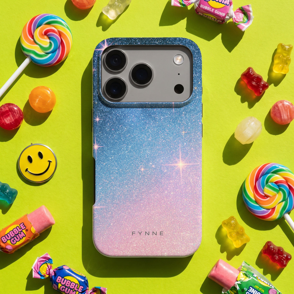 Glitter Sterrenhemel hoesje op een iPhone 17 Pro, uit The Funky Collection