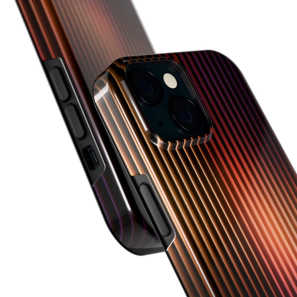 Gloeiende Lijnen hoesje voor iPhone 15, close-up