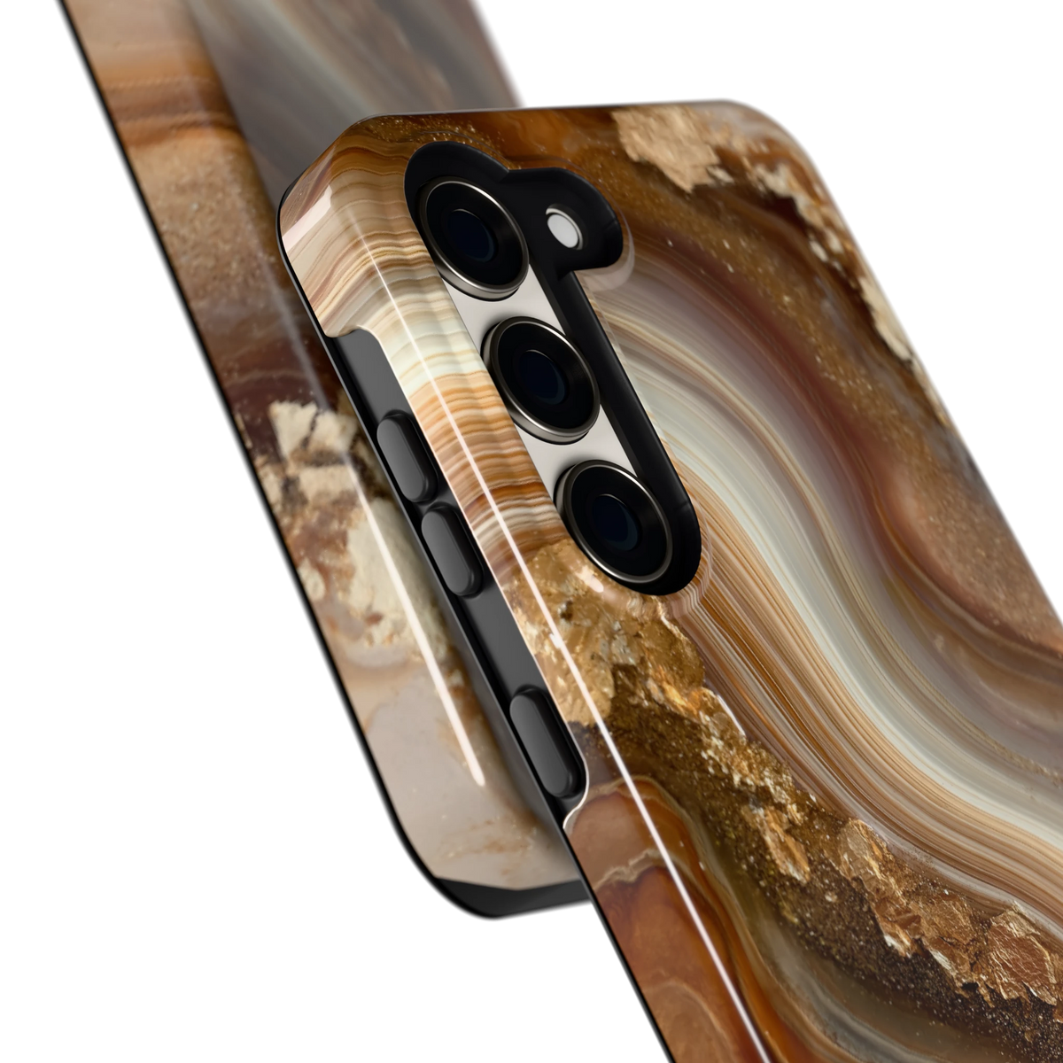 Gouden Agaatgolf hoesje voor Galaxy S23, close-up