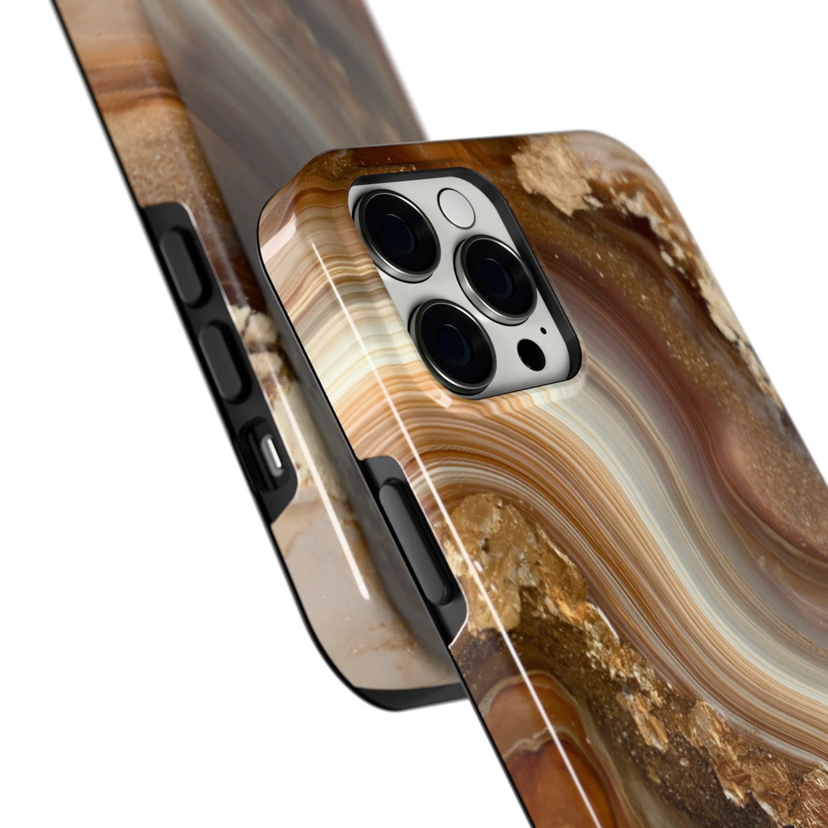 Gouden Agaatgolf hoesje voor iPhone 12 Pro Max, close-up