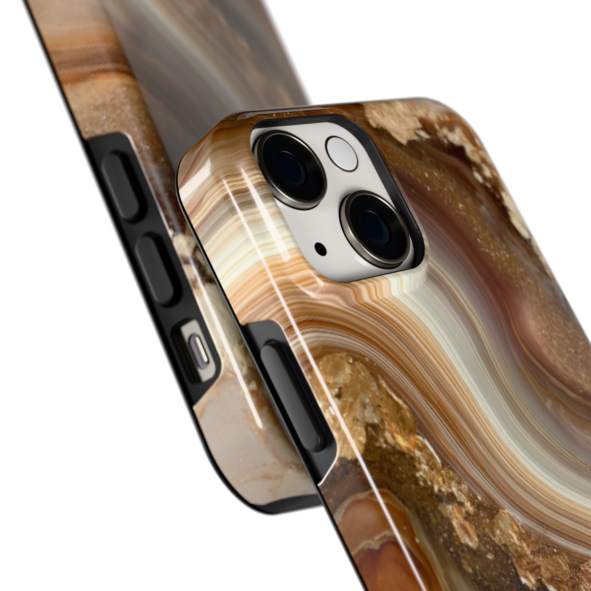 Gouden Agaatgolf hoesje voor iPhone 13 mini, close-up