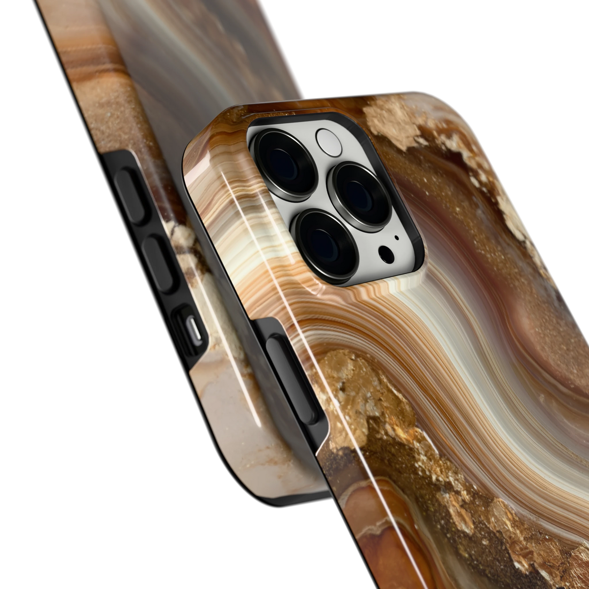 Gouden Agaatgolf hoesje voor iPhone 13 Pro Max, close-up