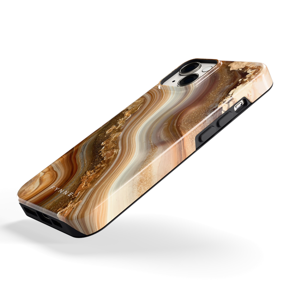 Gouden Agaatgolf hoesje voor iPhone 14, schuin