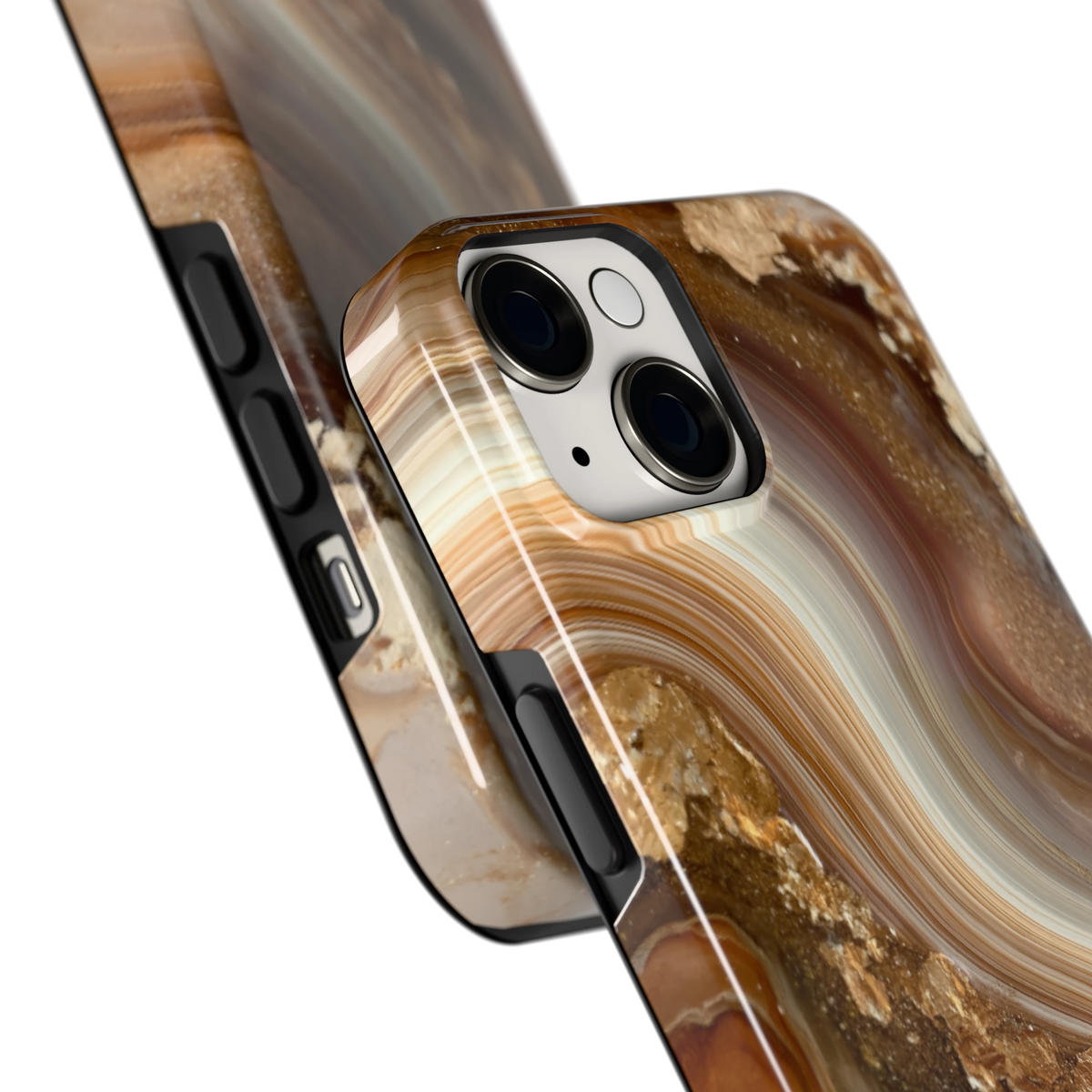 Gouden Agaatgolf hoesje voor iPhone 14, close-up