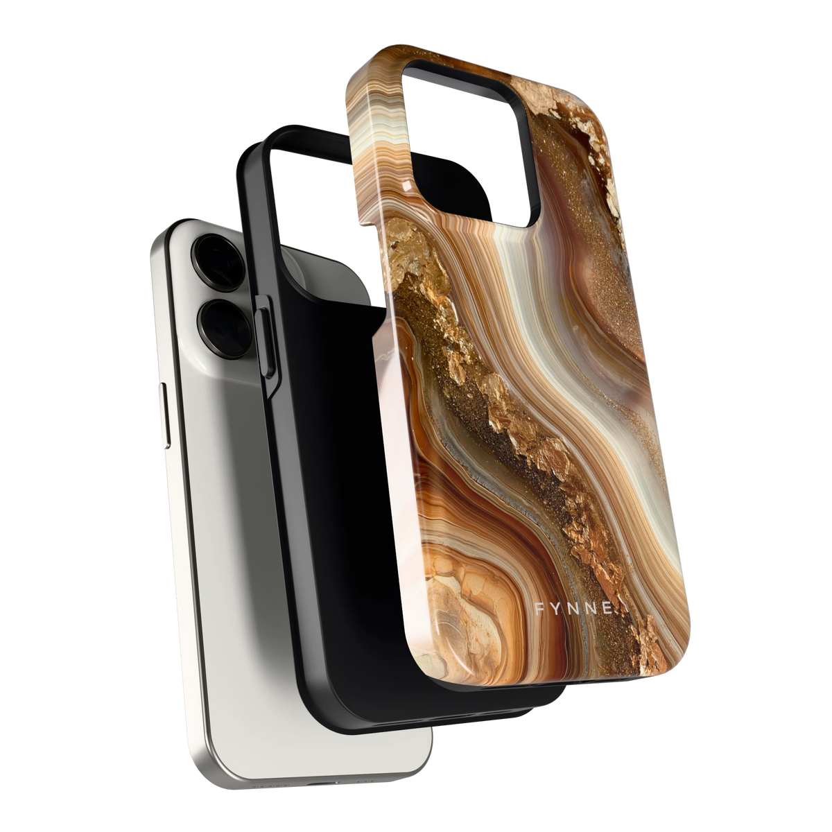 Gouden Agaatgolf hoesje voor iPhone 15 Pro, los van de telefoon