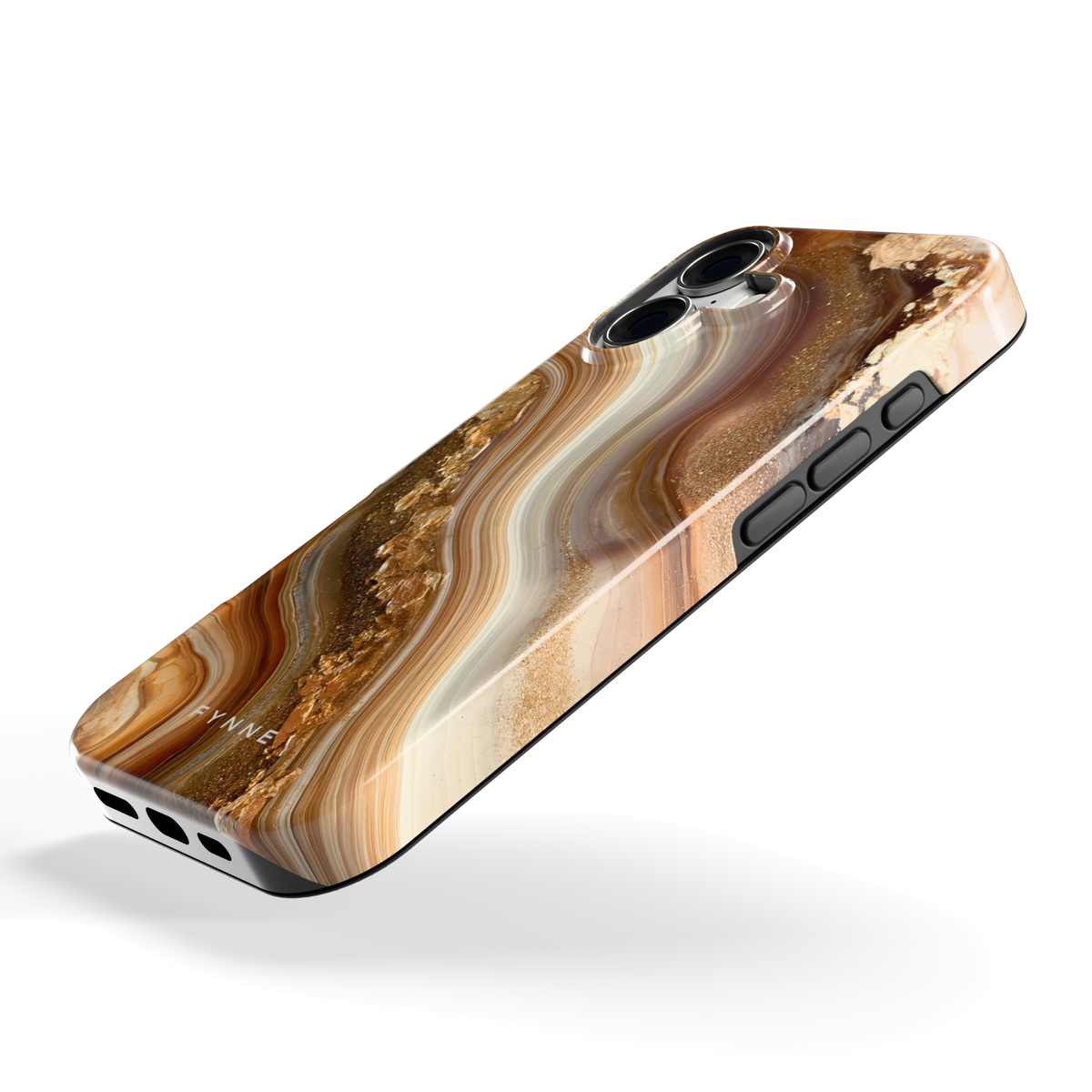 Gouden Agaatgolf hoesje voor iPhone 17, schuin
