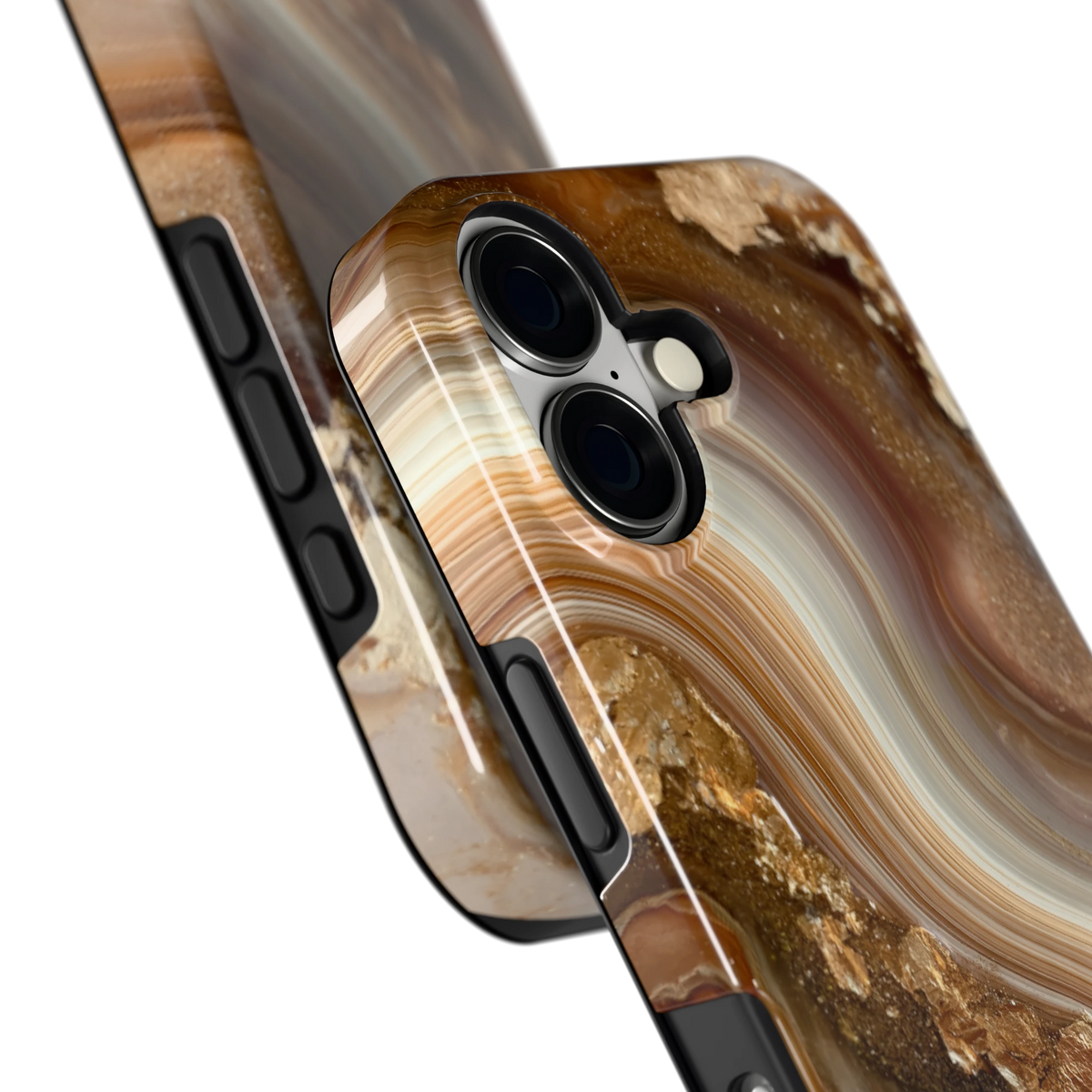 Gouden Agaatgolf hoesje voor iPhone 17, close-up