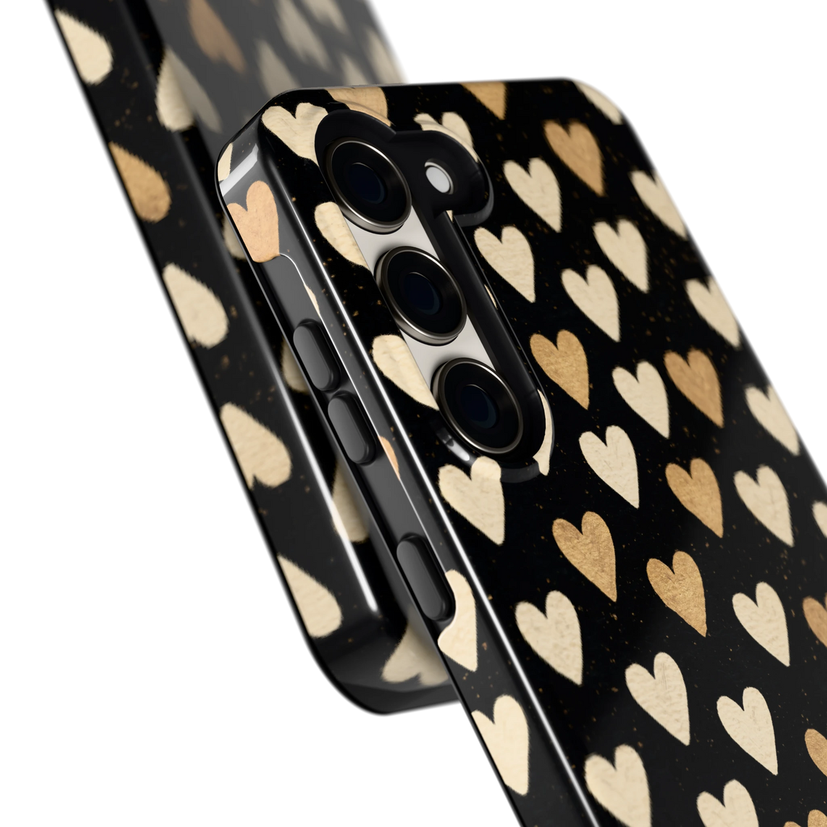 Gouden Hartjes hoesje voor Galaxy S23, close-up