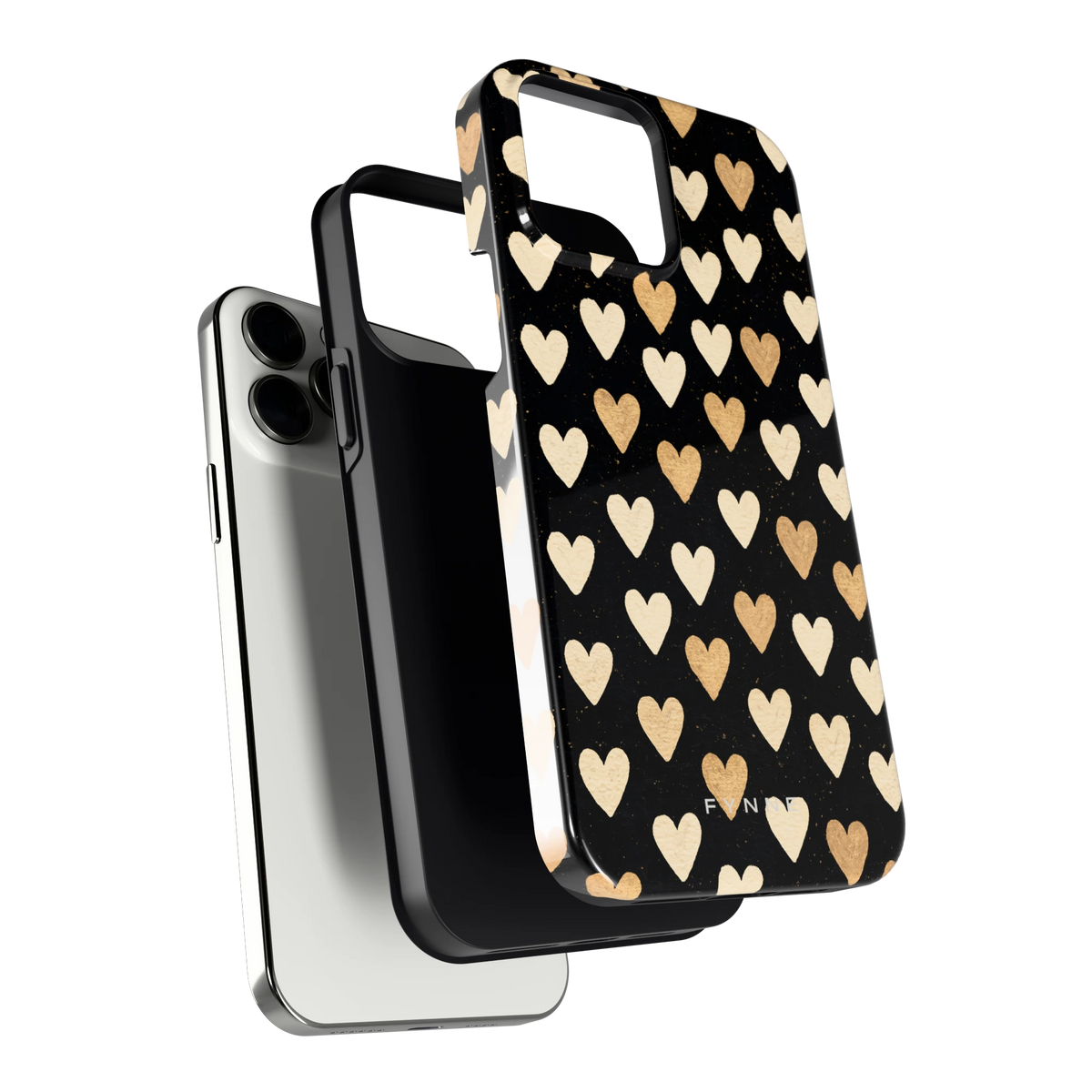 Gouden Hartjes hoesje voor iPhone 13 Pro Max, los van de telefoon