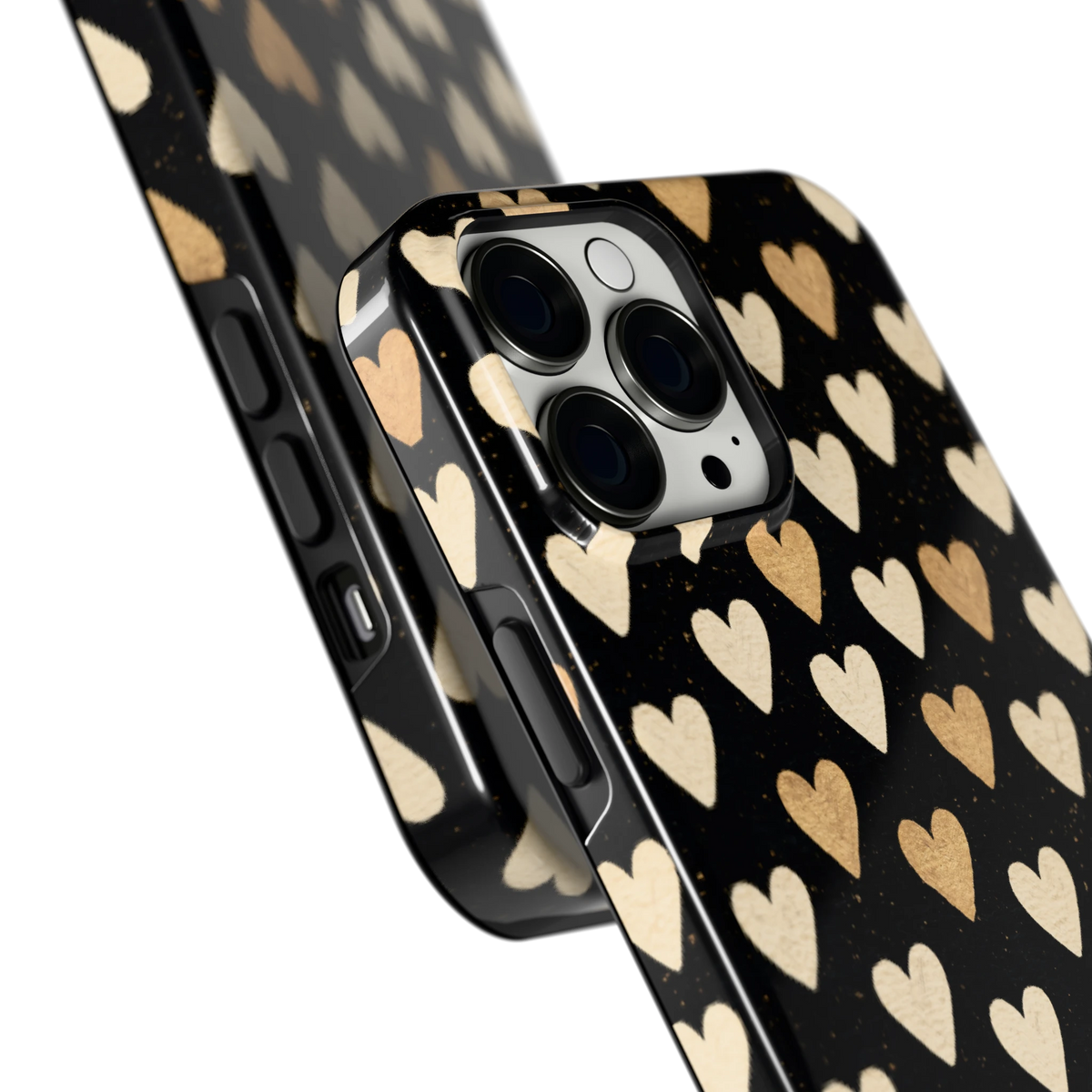 Gouden Hartjes hoesje voor iPhone 13 Pro Max, close-up