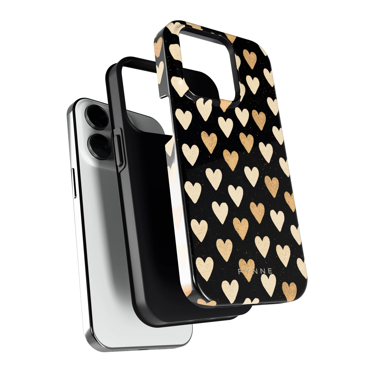 Gouden Hartjes hoesje voor iPhone 14 Pro, los van de telefoon