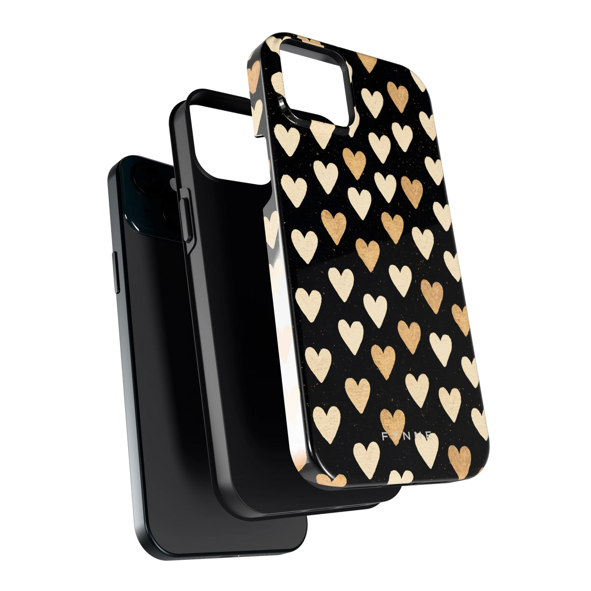 Gouden Hartjes hoesje voor iPhone 15 Plus, los van de telefoon