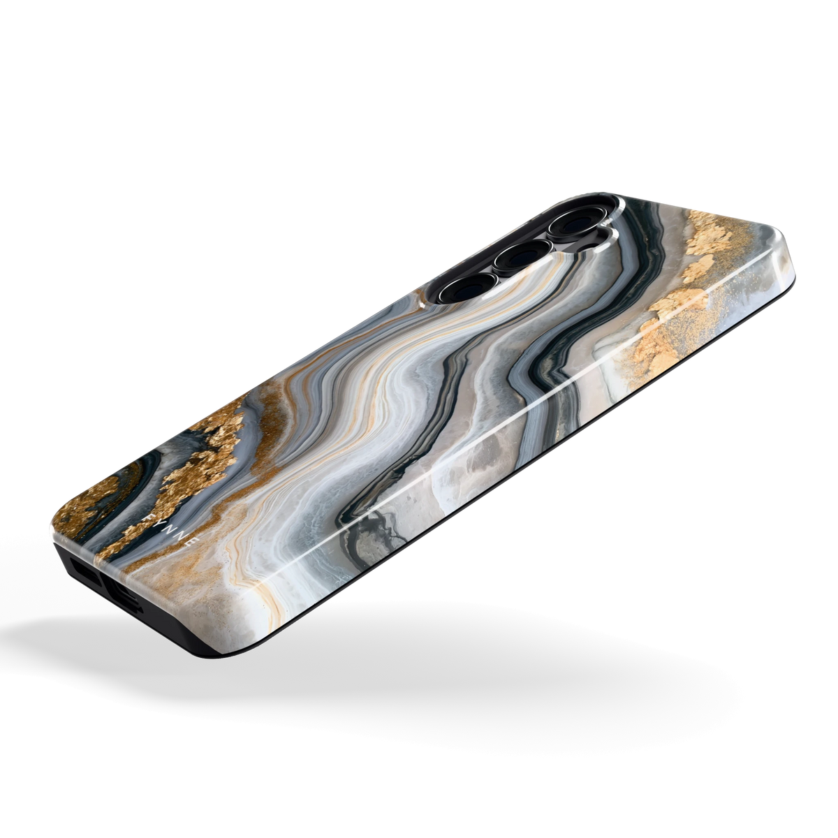 Gouden Marmer hoesje voor Galaxy S25+, schuin