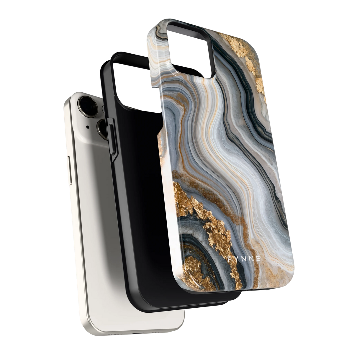 Gouden Marmer hoesje voor iPhone 14, los van de telefoon