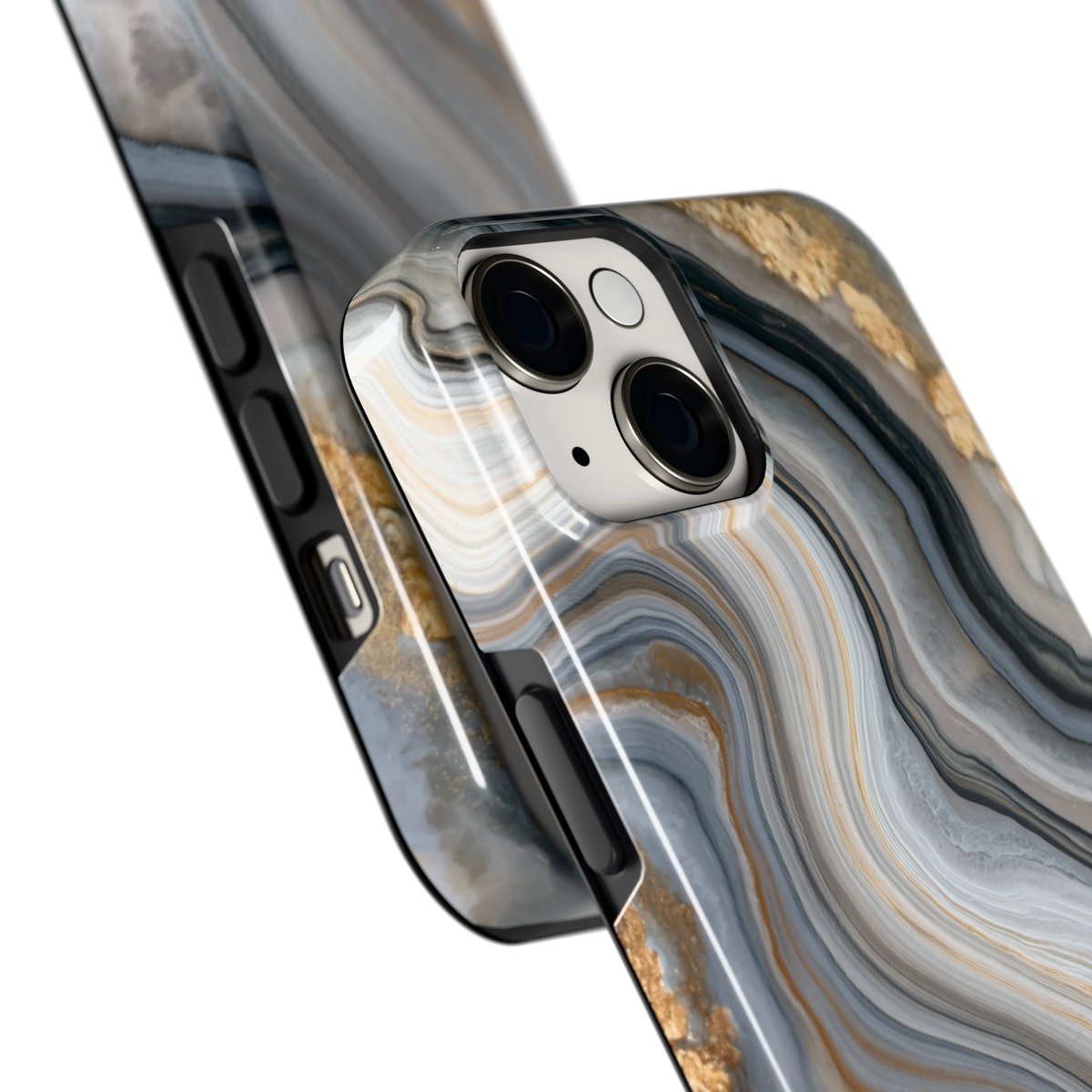 Gouden Marmer hoesje voor iPhone 14, close-up