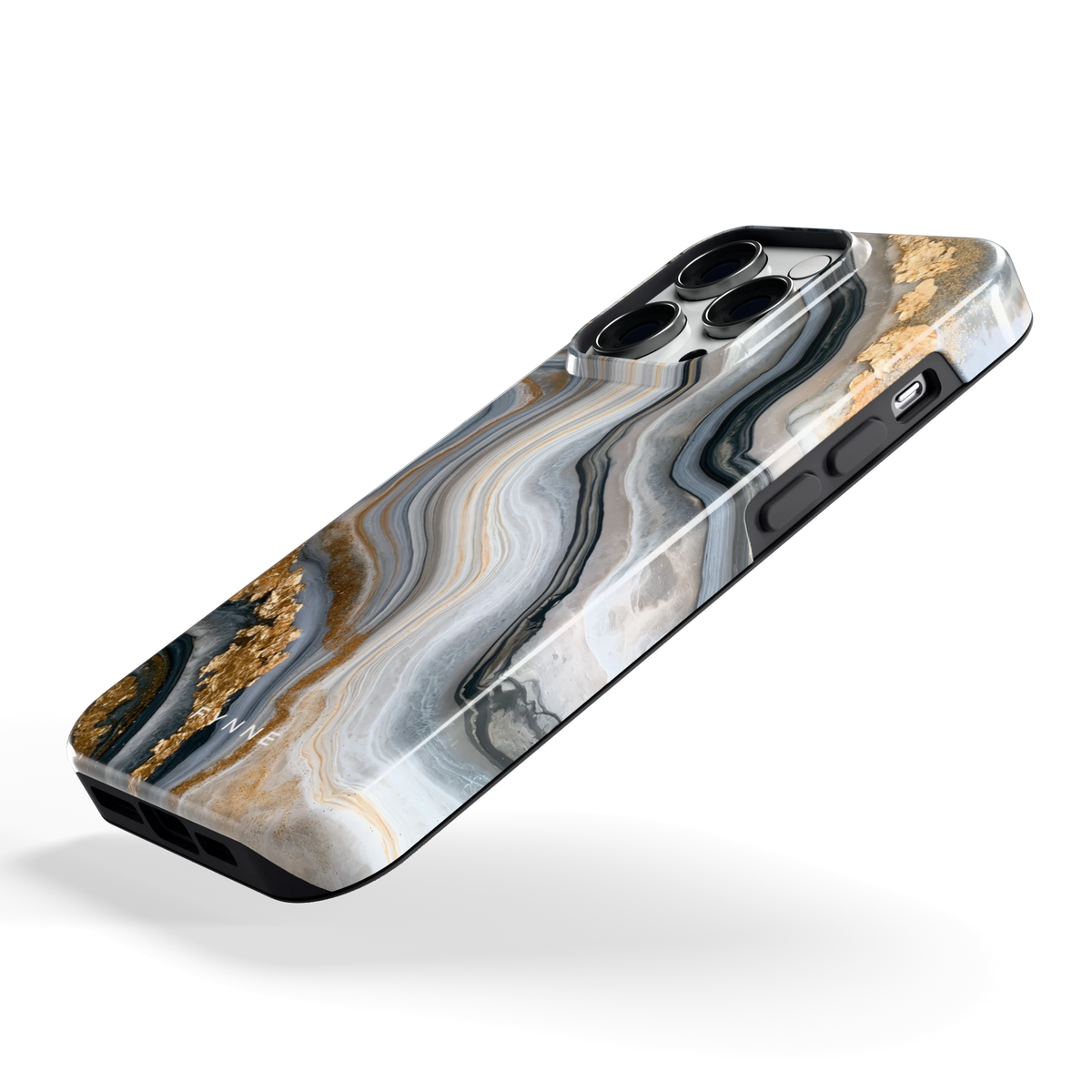 Gouden Marmer hoesje voor iPhone 14 Pro, schuin