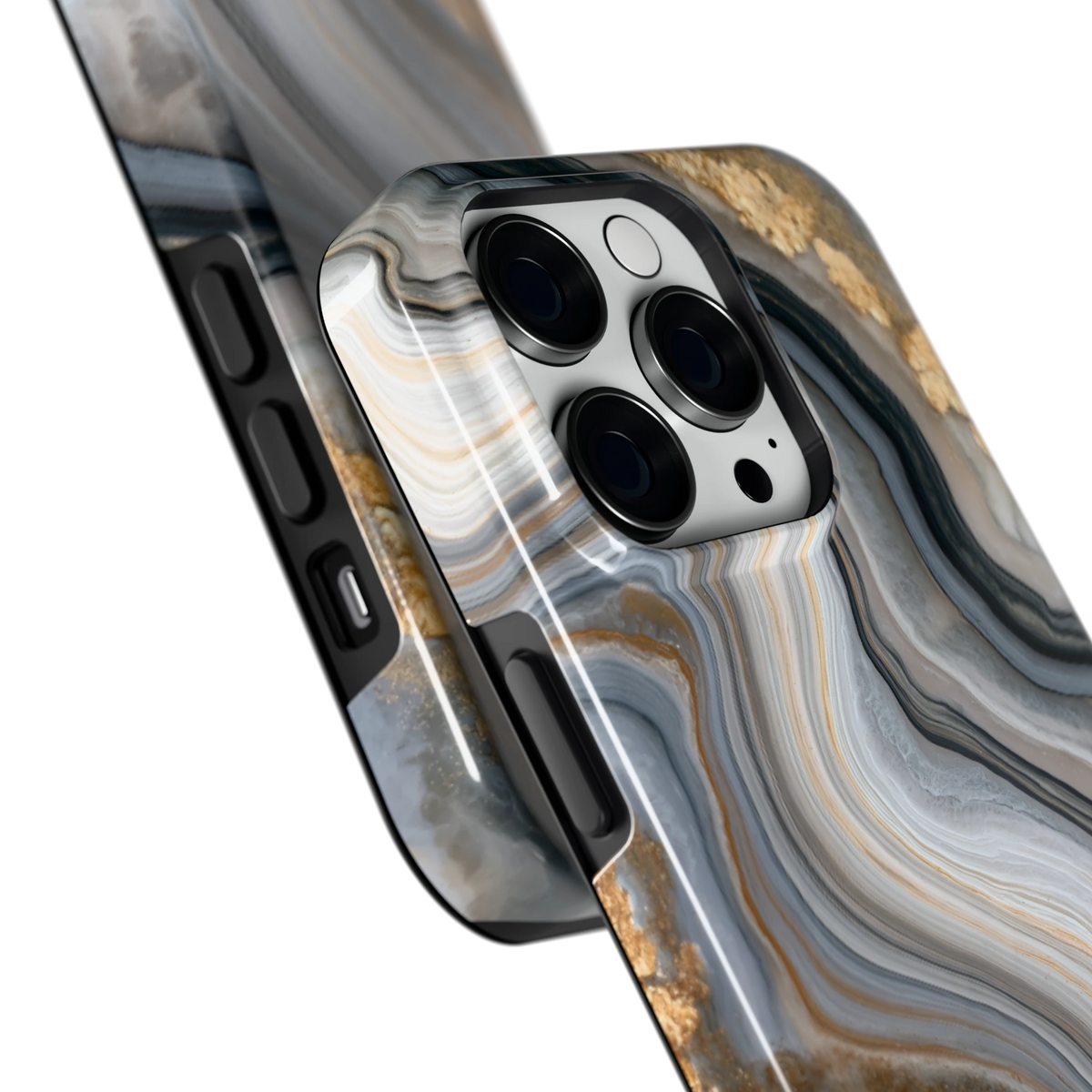 Gouden Marmer hoesje voor iPhone 14 Pro, close-up
