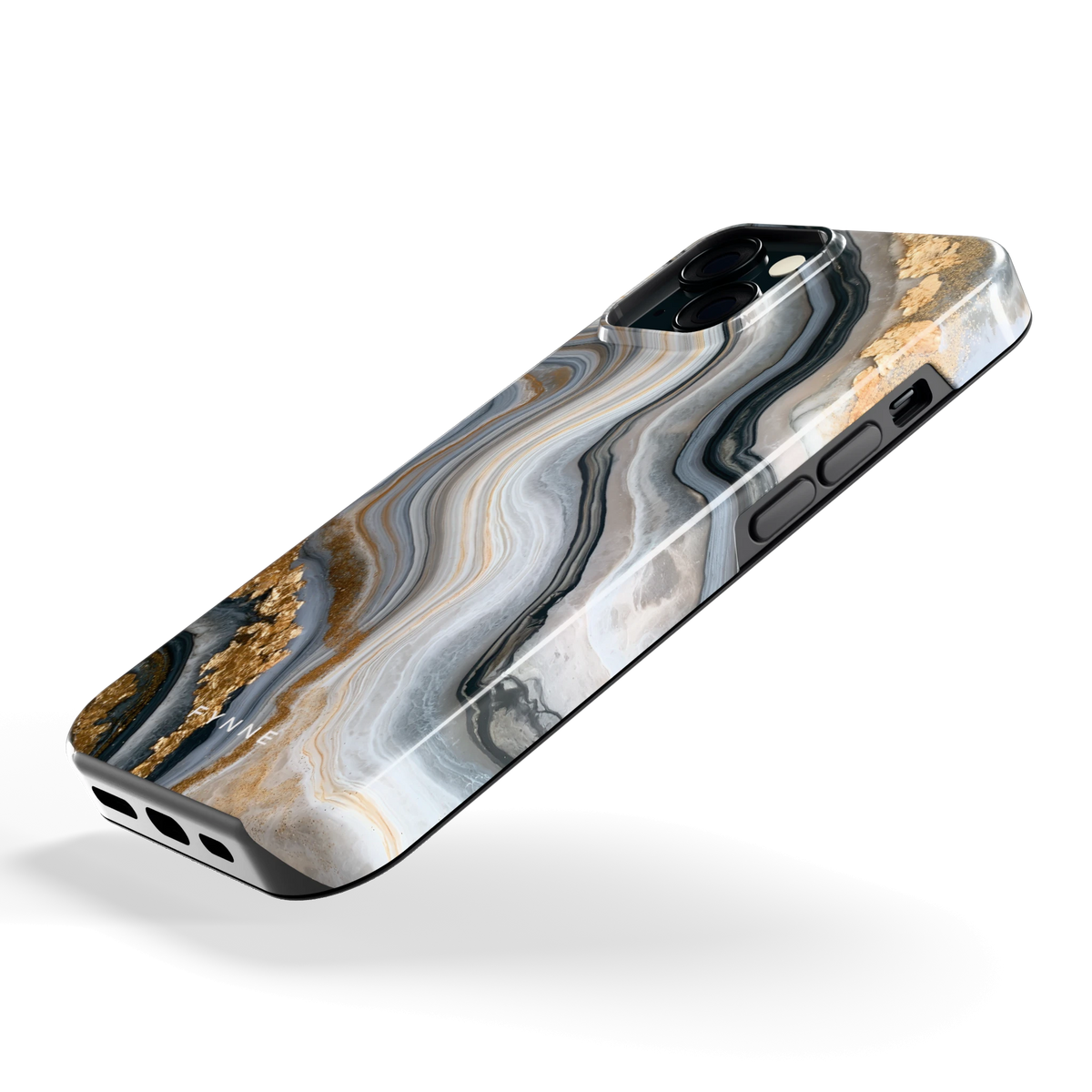 Gouden Marmer hoesje voor iPhone 15, schuin
