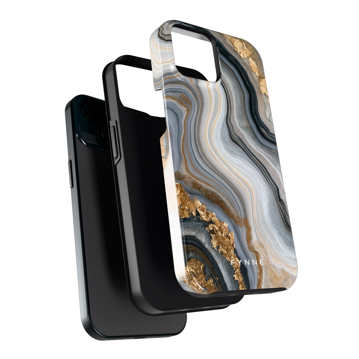 Gouden Marmer hoesje voor iPhone 15, los van de telefoon