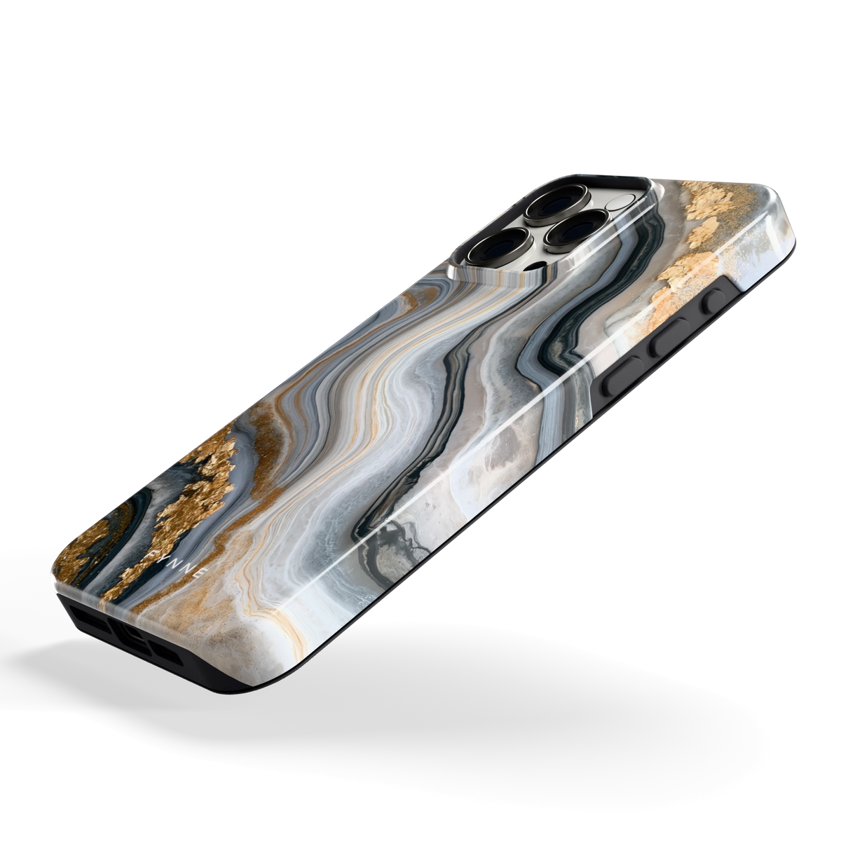 Gouden Marmer hoesje voor iPhone 15 Pro Max, schuin