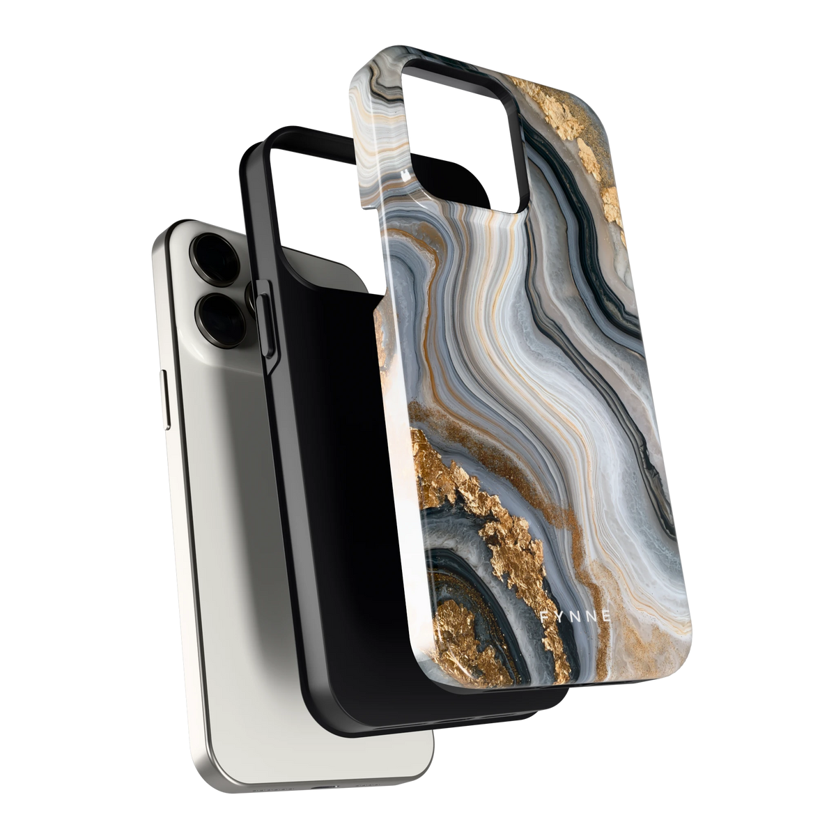 Gouden Marmer hoesje voor iPhone 15 Pro Max, los van de telefoon