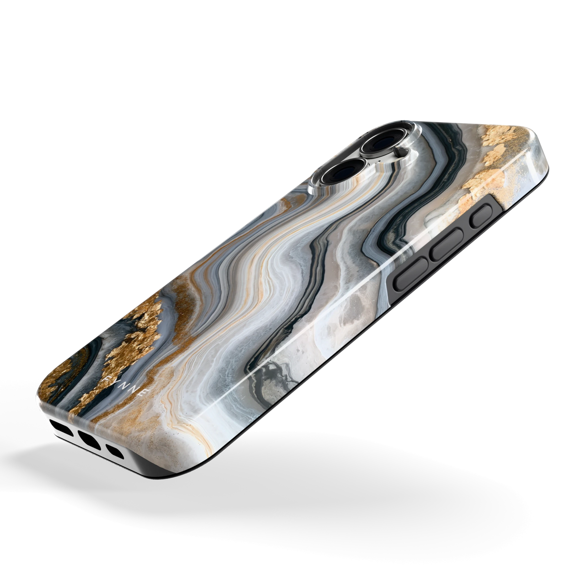 Gouden Marmer hoesje voor iPhone 16, schuin