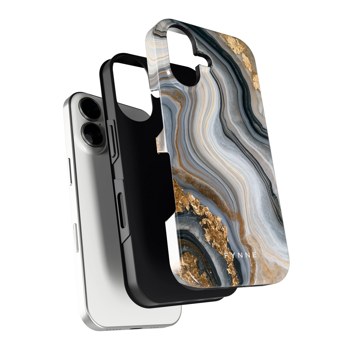 Gouden Marmer hoesje voor iPhone 16, los van de telefoon