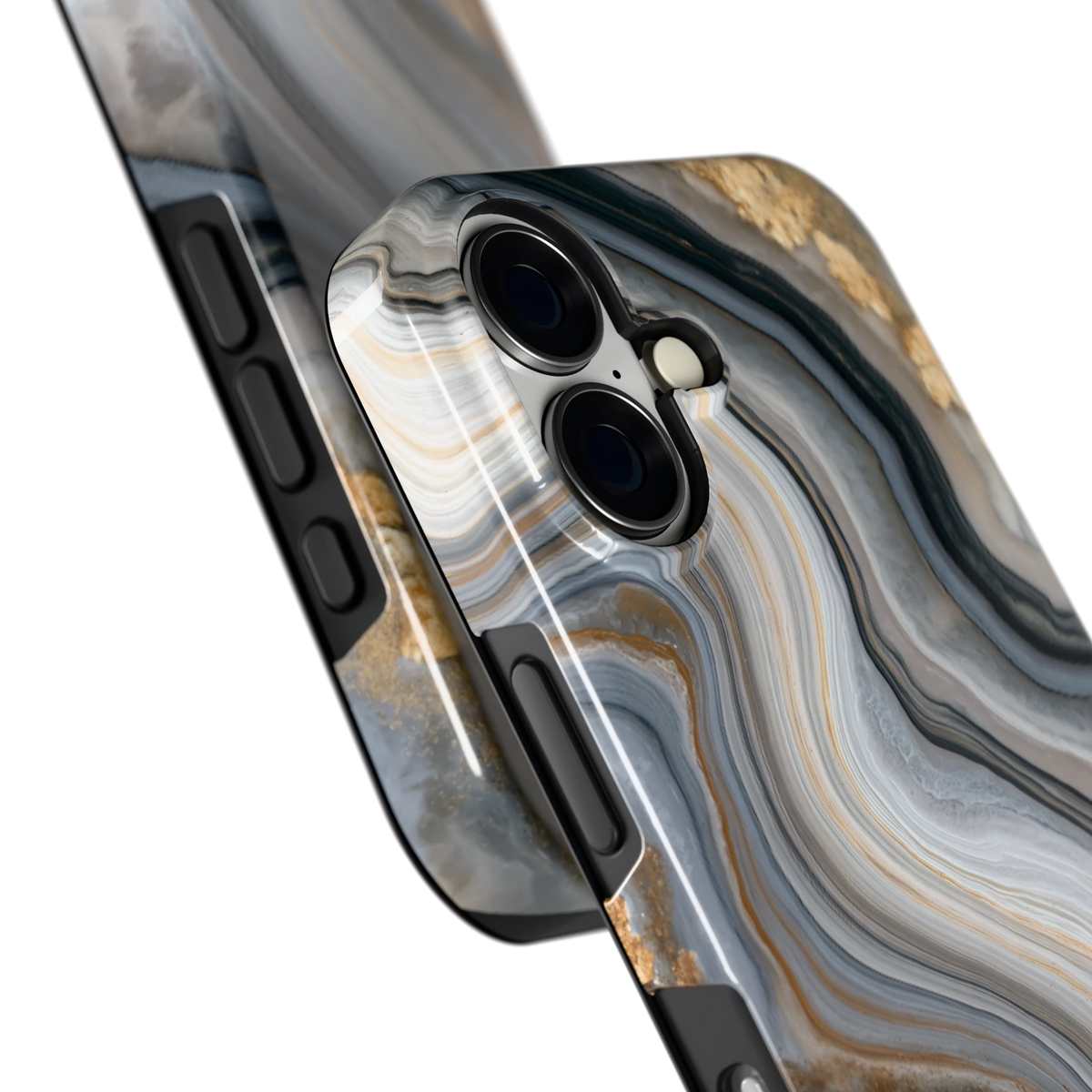 Gouden Marmer hoesje voor iPhone 16, close-up