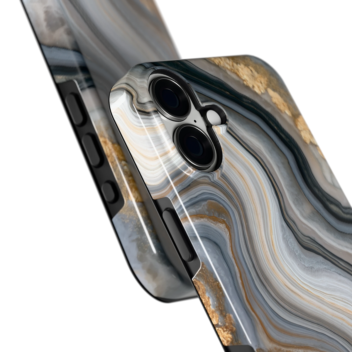 Gouden Marmer hoesje voor iPhone 16 Plus, close-up