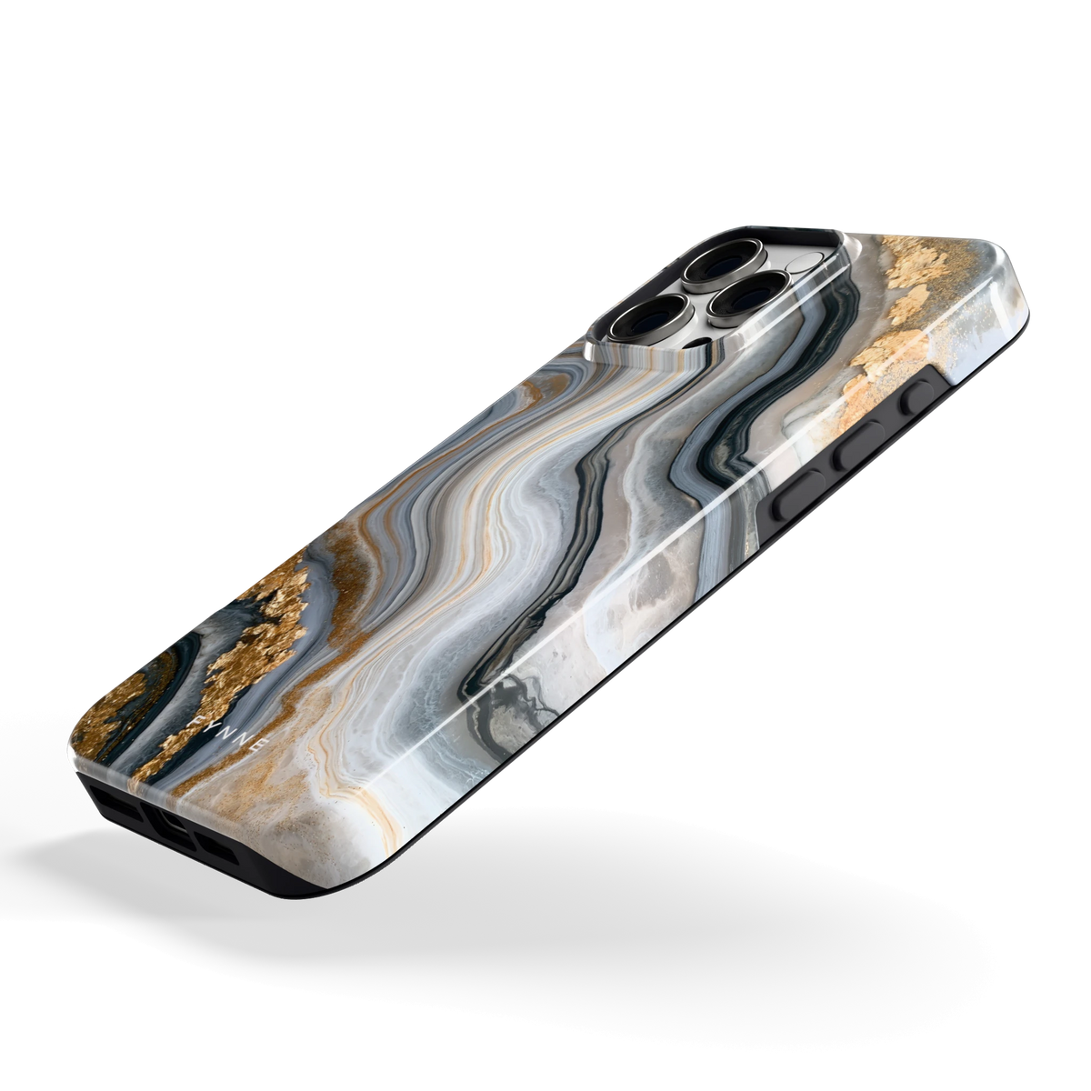 Gouden Marmer hoesje voor iPhone 16 Pro Max, schuin