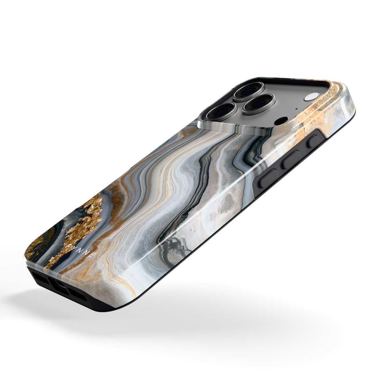 Gouden Marmer hoesje voor iPhone 17 Pro, schuin