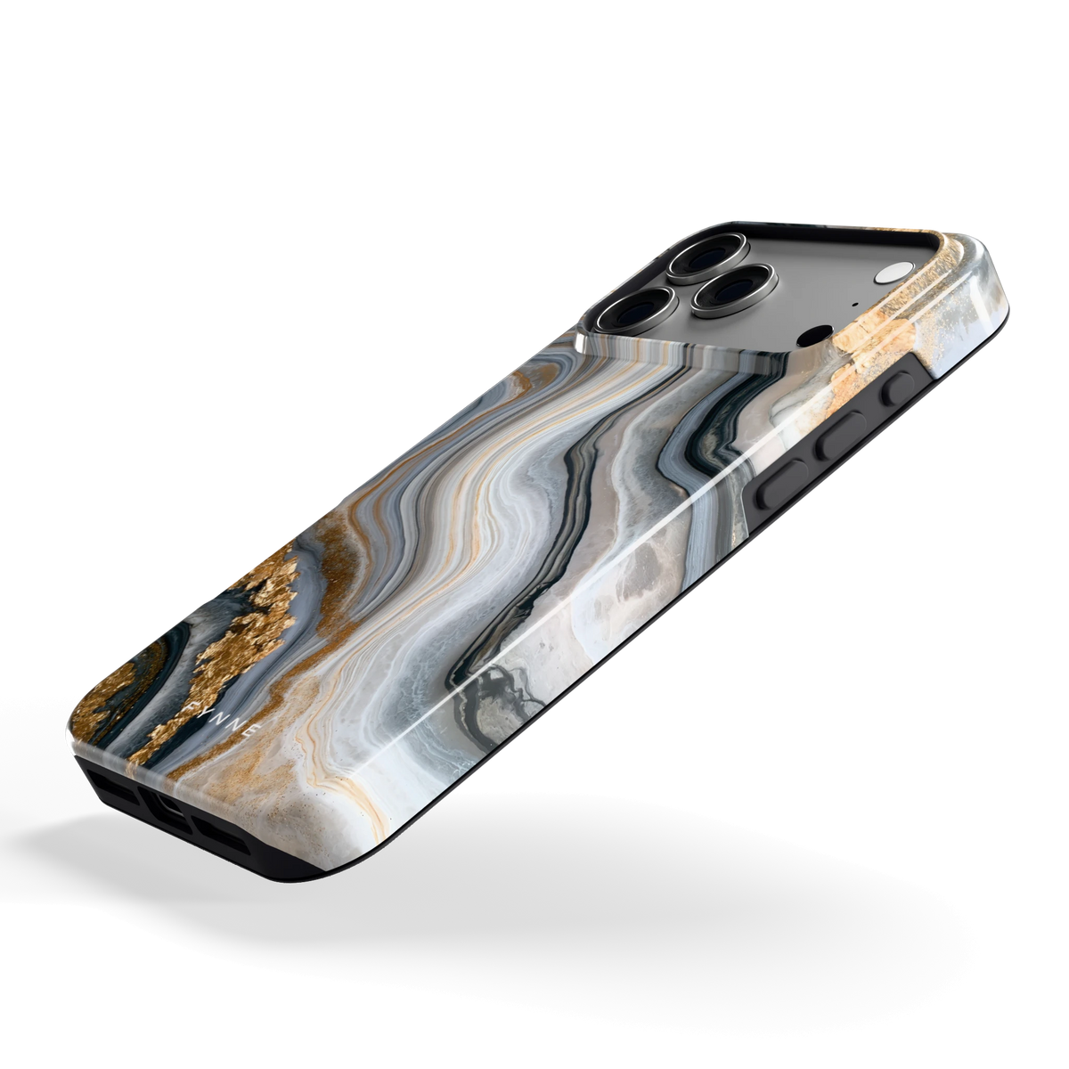Gouden Marmer hoesje voor iPhone 17 Pro Max, schuin