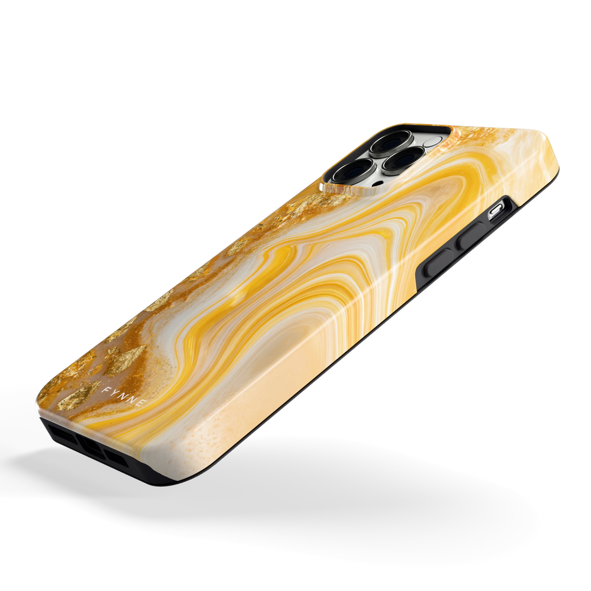 Gouden Marmerswirl hoesje voor iPhone 13 Pro Max, schuin