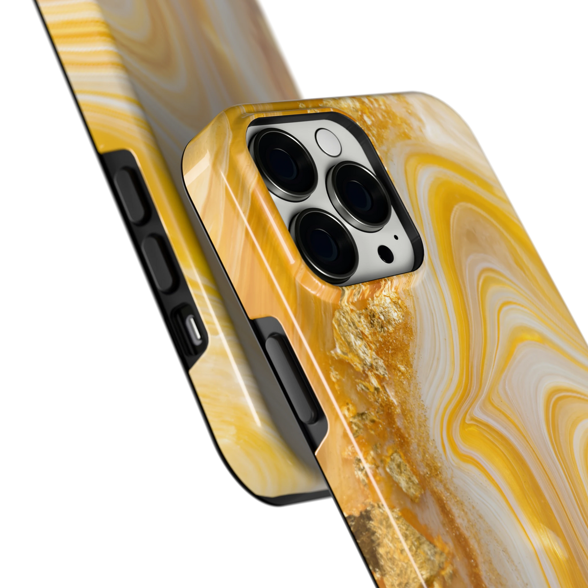 Gouden Marmerswirl hoesje voor iPhone 13 Pro Max, close-up