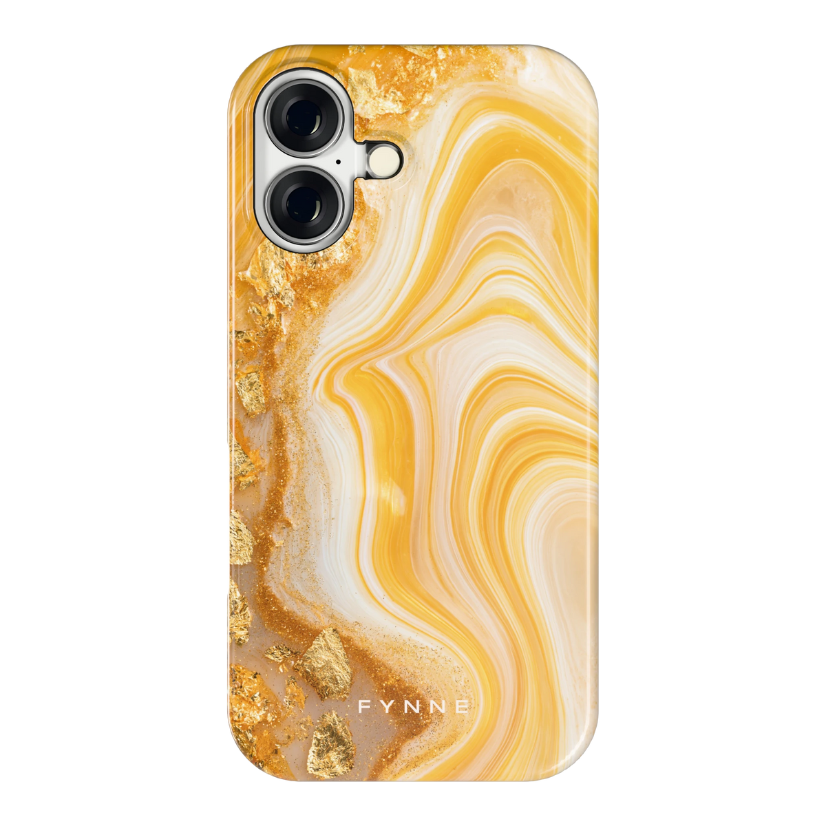 Gouden Marmerswirl hoesje voor iPhone 16, achterkant