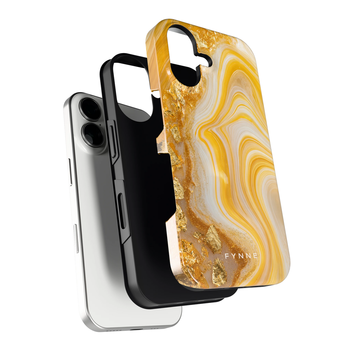 Gouden Marmerswirl hoesje voor iPhone 16, los van de telefoon