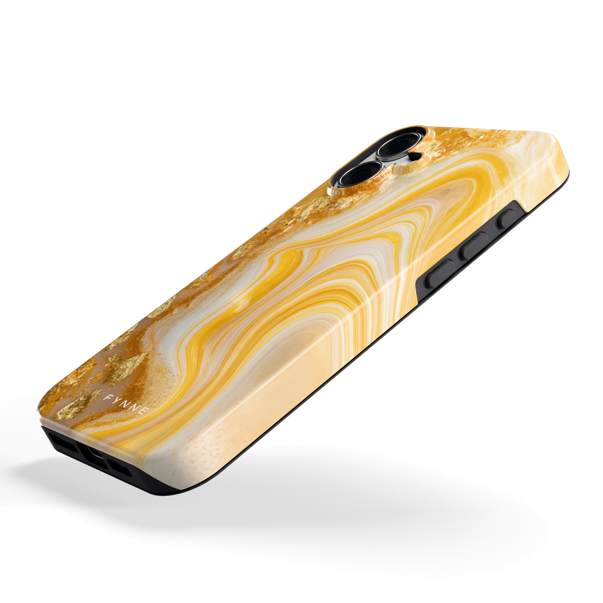 Gouden Marmerswirl hoesje voor iPhone 16 Plus, schuin