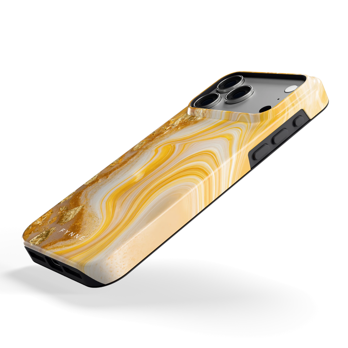 Gouden Marmerswirl hoesje voor iPhone 18 Pro Max, schuin