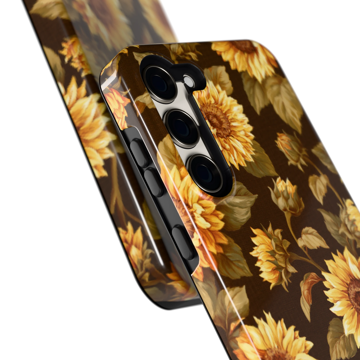 Gouden Zonnebloemen hoesje voor Galaxy S23+, close-up