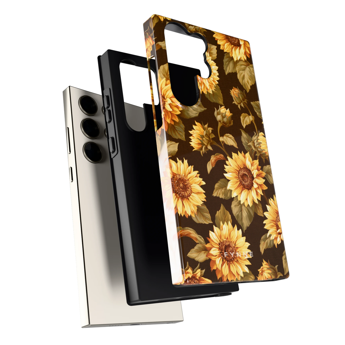 Gouden Zonnebloemen hoesje voor Galaxy S23 Ultra, los van de telefoon