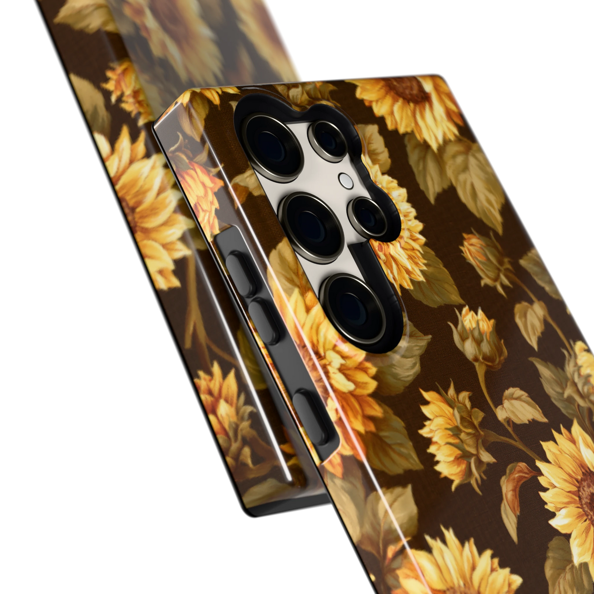 Gouden Zonnebloemen hoesje voor Galaxy S23 Ultra, close-up