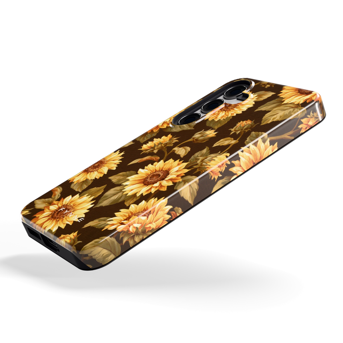 Gouden Zonnebloemen hoesje voor Galaxy S24, schuin