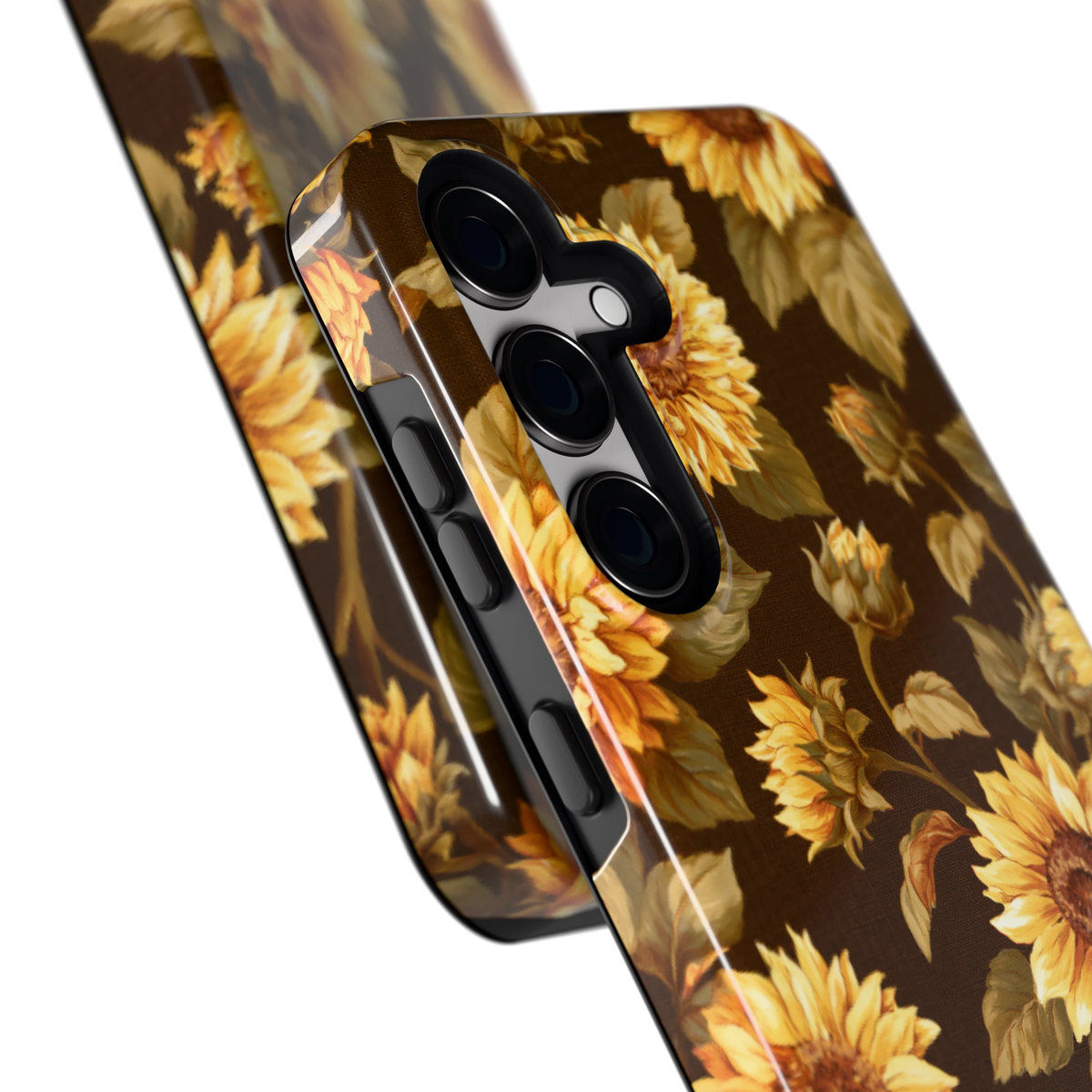 Gouden Zonnebloemen hoesje voor Galaxy S24, close-up