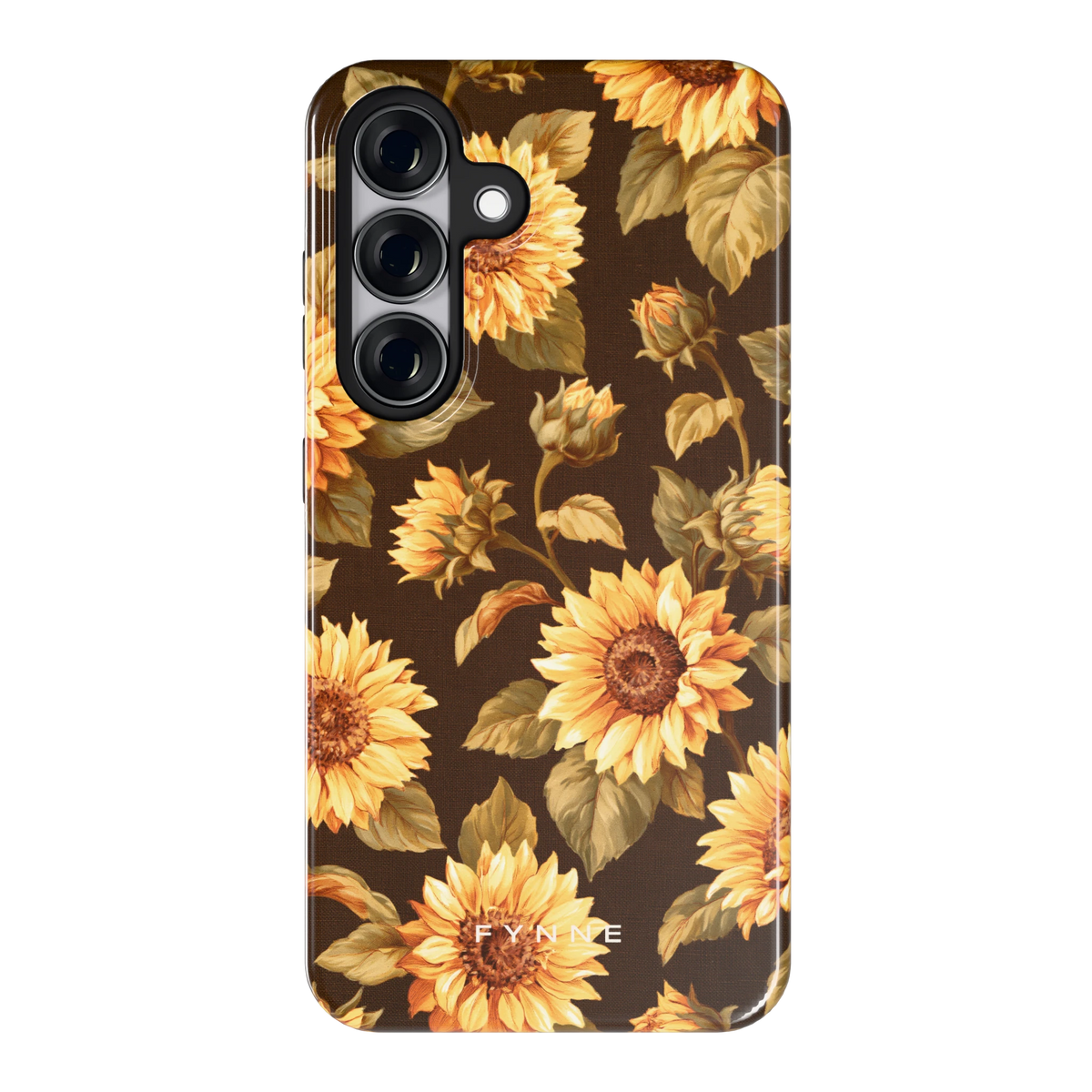 Gouden Zonnebloemen hoesje voor Galaxy S25, achterkant