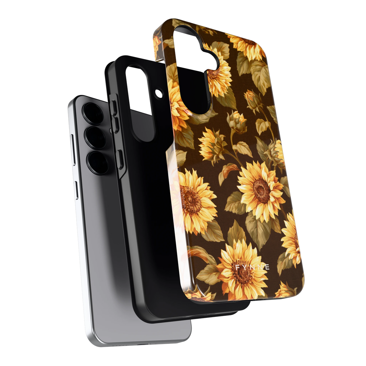 Gouden Zonnebloemen hoesje voor Galaxy S25, los van de telefoon